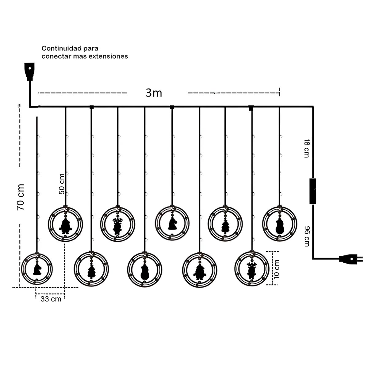 Luces Navideñas en Cortina LED 3 m 100 Leds 8 Modos - Imagen 3