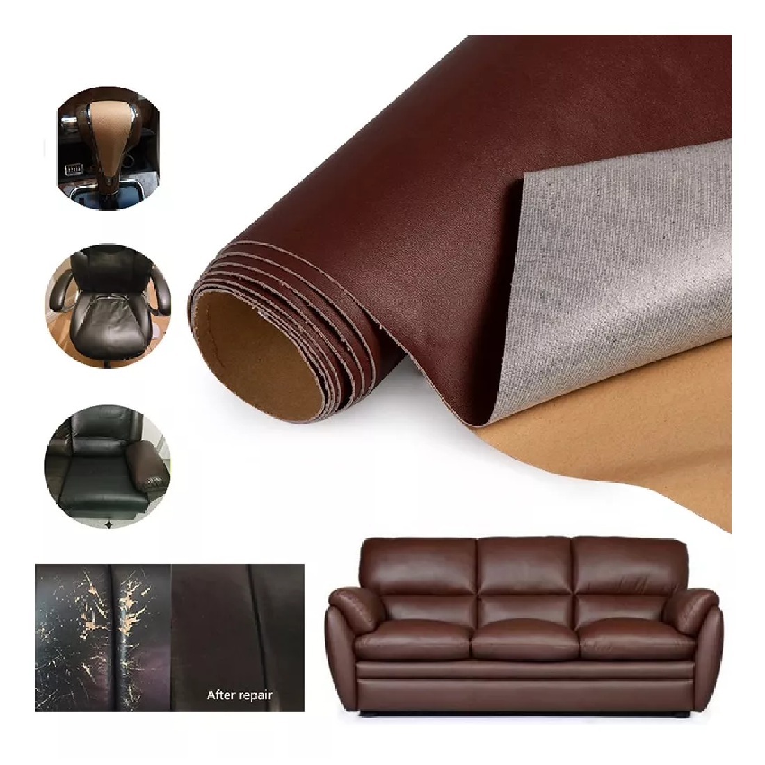 Parche Adhesivo Reparación Cuero Fácil,  Sofás y Muebles 🛋️