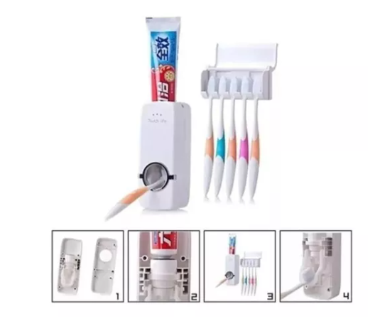 🦷Dispensador de Crema Dental + Porta Cepillos 🚿 - Imagen 4