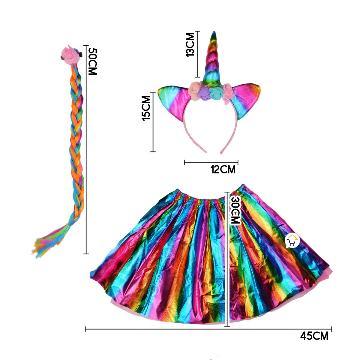 Disfraz Unicornio Niña con Falda y Diadema Arcoíris - Imagen 4