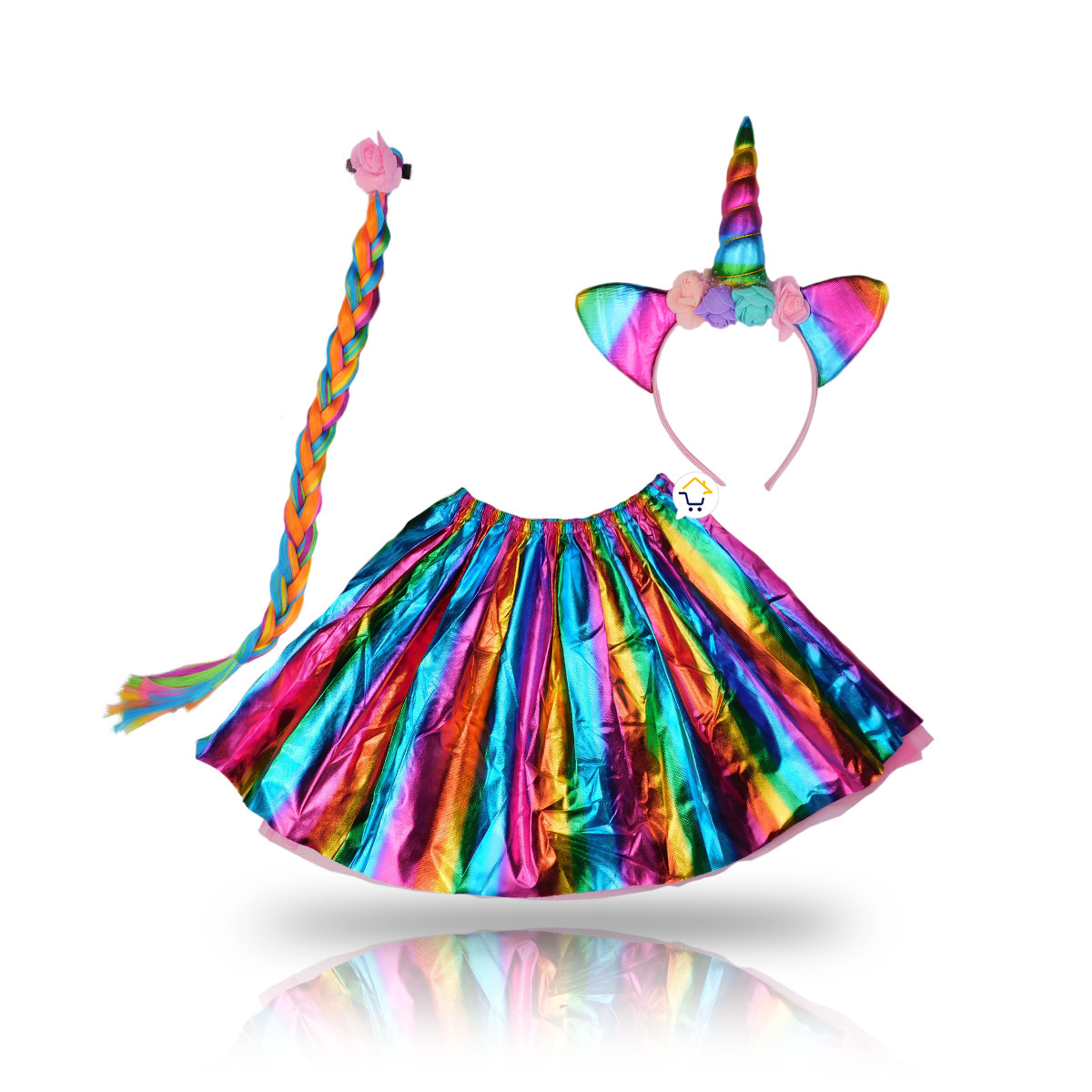 Disfraz Unicornio Niña con Falda y Diadema Arcoíris - Imagen 3