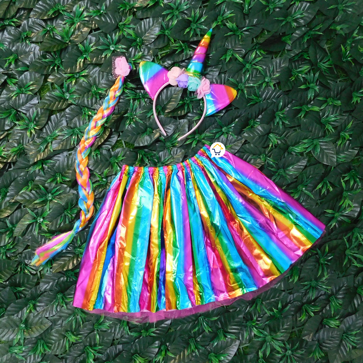 Disfraz Unicornio Niña con Falda y Diadema Arcoíris - Imagen 2