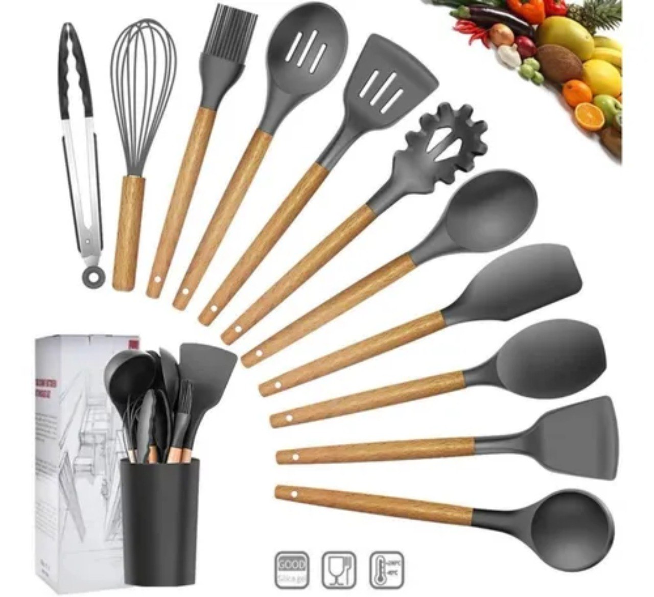 Set de 12 Utensilios de Cocina Silicona Antiadherente - Imagen 2